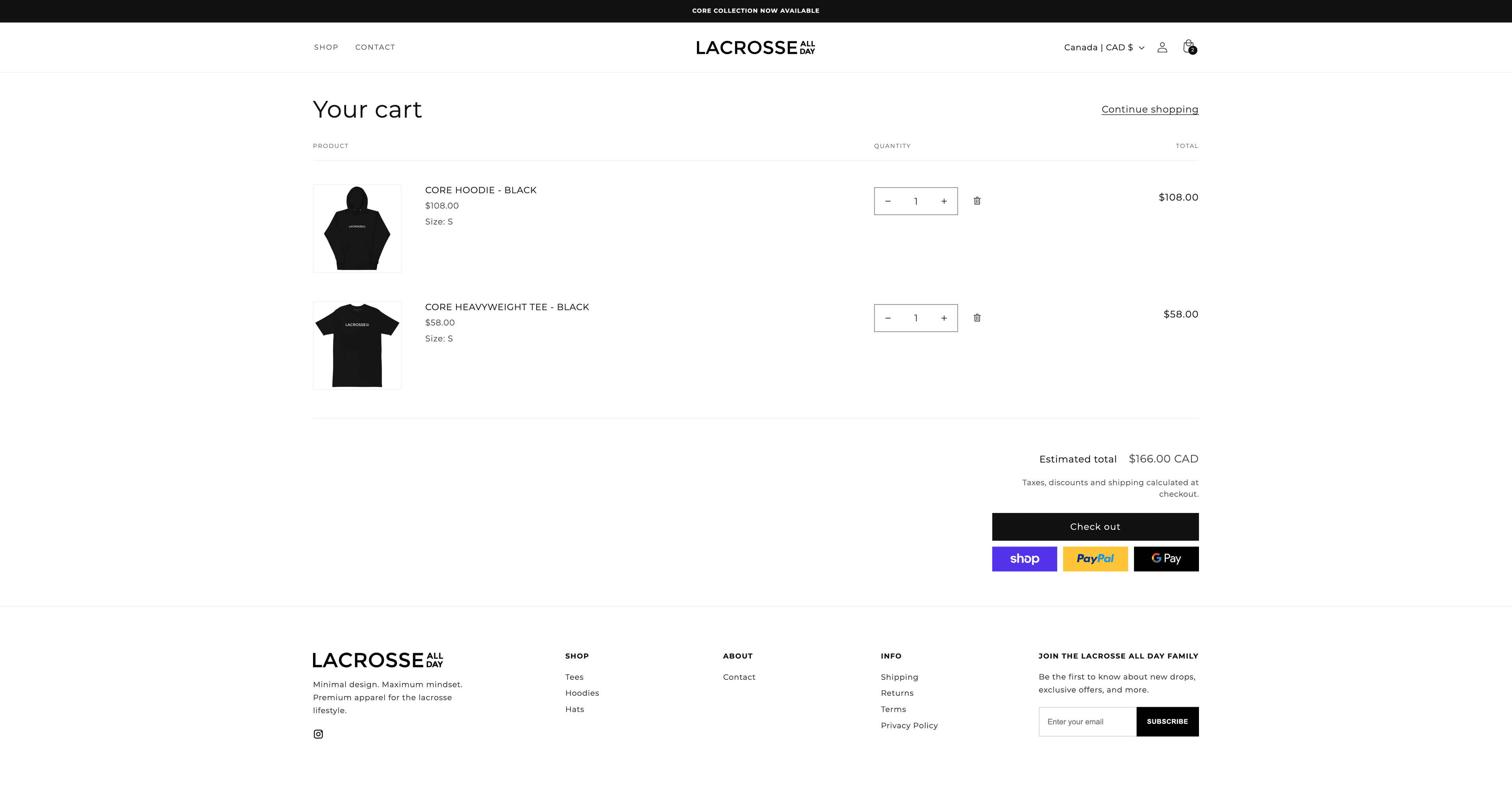 Lacrosse All Day — A clean path to purchase.