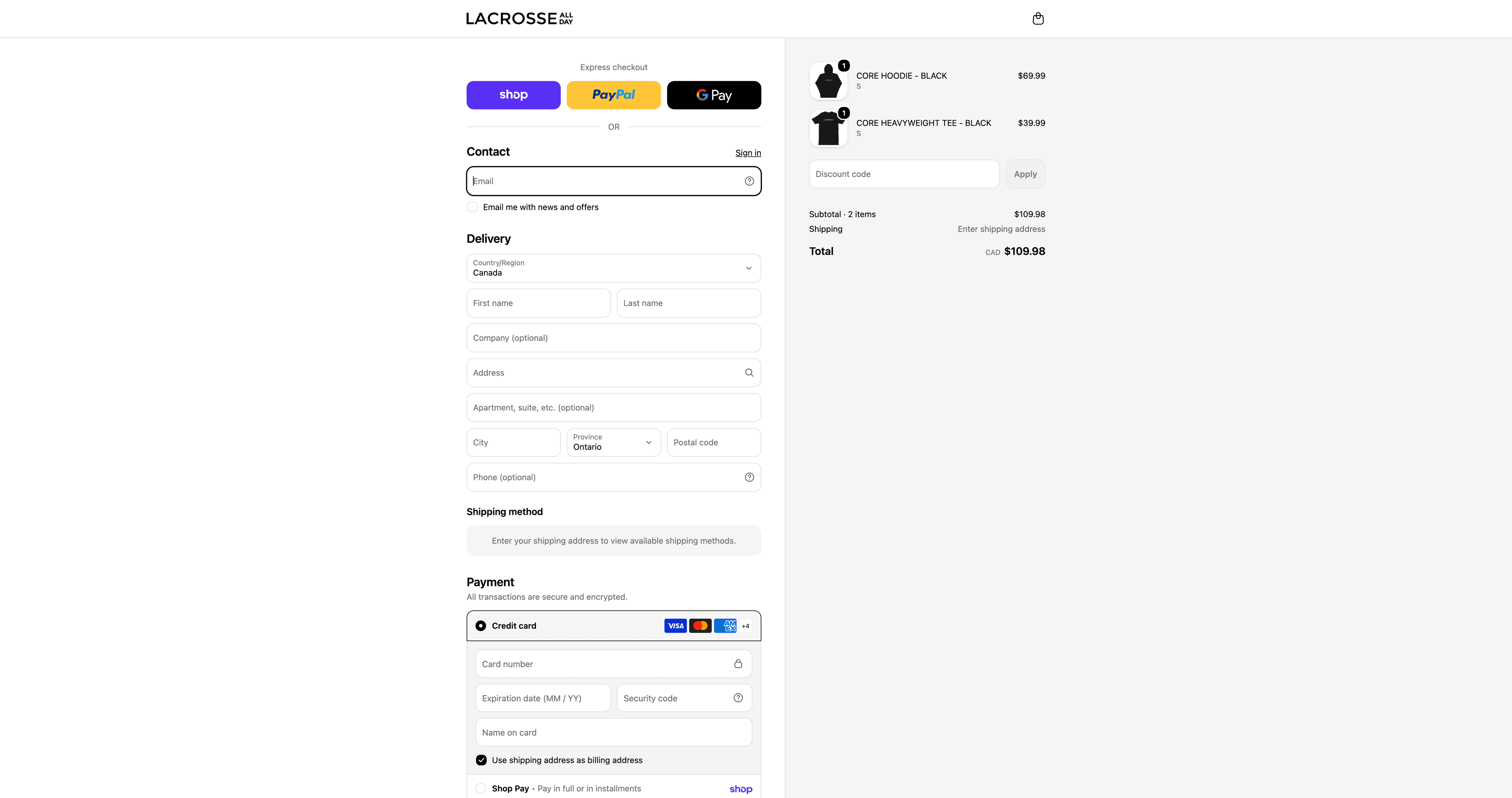 Lacrosse All Day — Shopify checkout, built for conversion.