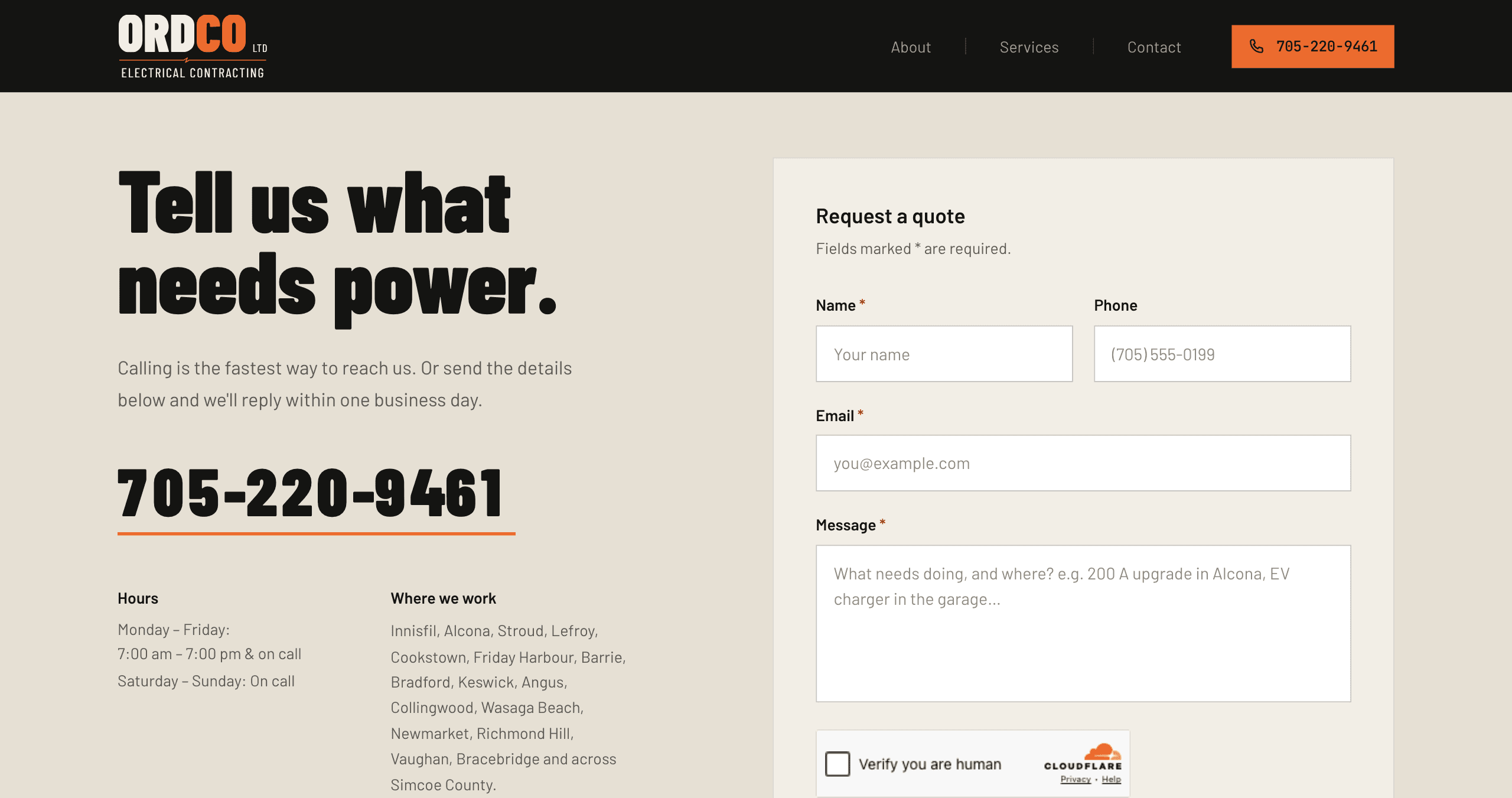 Ordco Electrical Contracting — Call first. Or send the details.